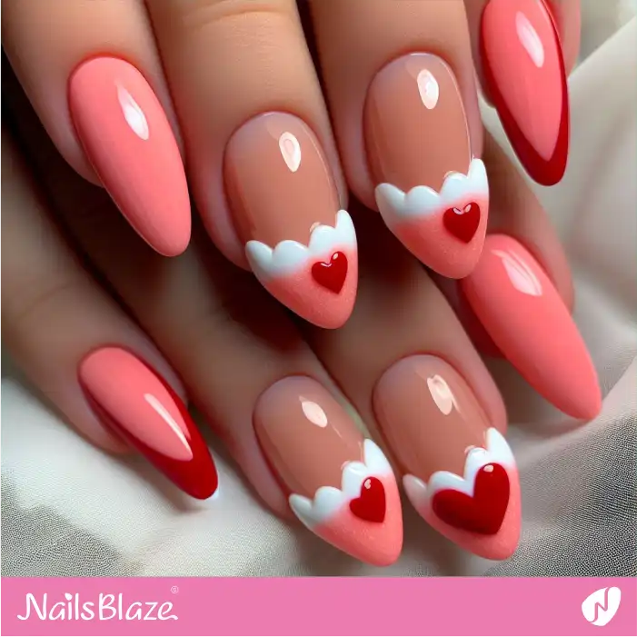 Shimmer Peach Fuzz Nails with 3D Tips and Hearts | Color of the Year 2024 - NB1890